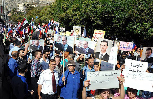 (تصاویر) راهپیمایی حامیان پوتین در دمشق (تصاویر) راهپیمایی حامیان پوتین در دمشق