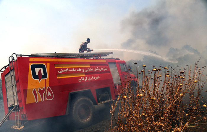 (تصاویر) آتش‌سوزی در جنگل‌های گرگان