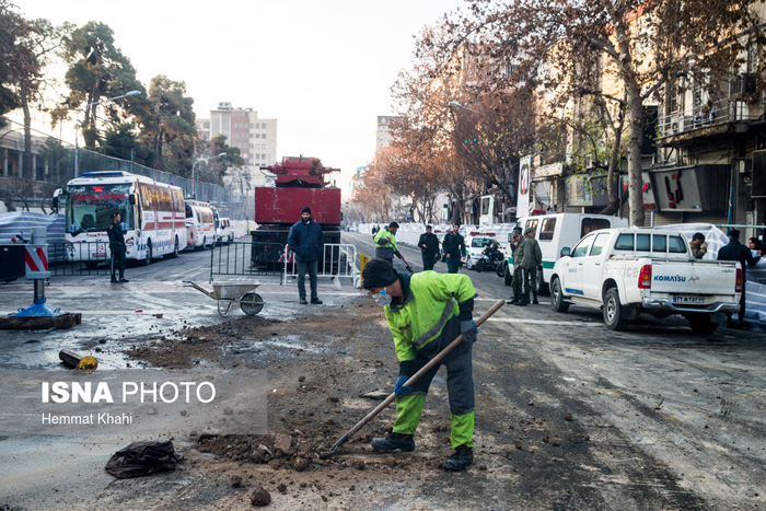 (تصاویر) صبح پنجمین روز حادثه پلاسکو