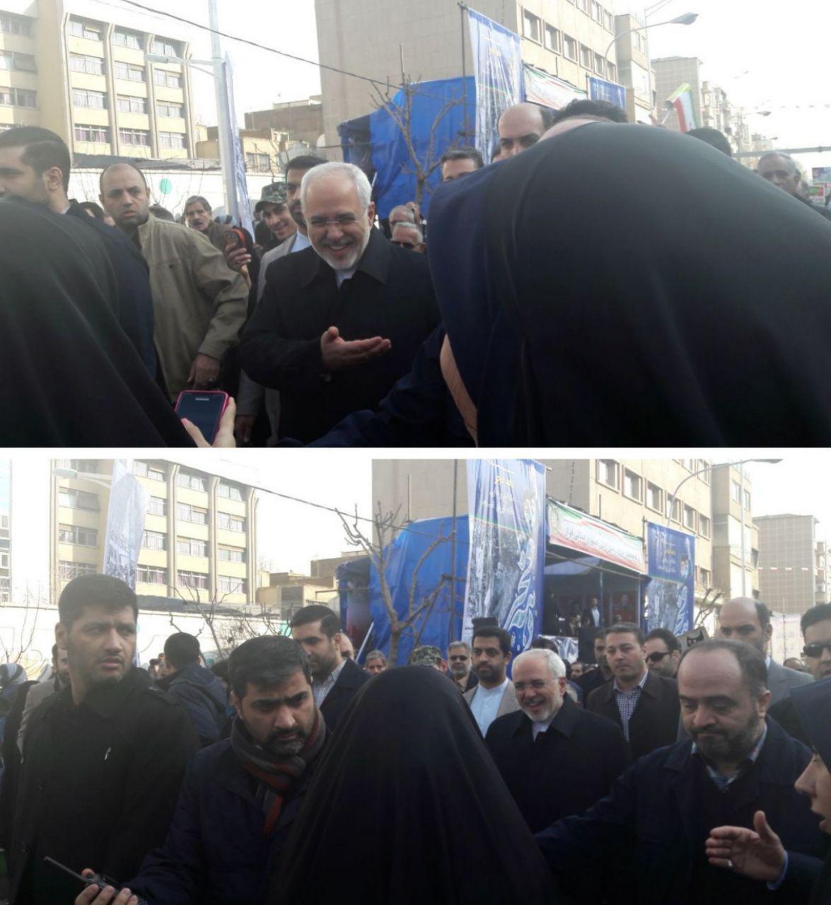 (تصویر) حضور ظریف در راهپیمایی ۲۲ بهمن