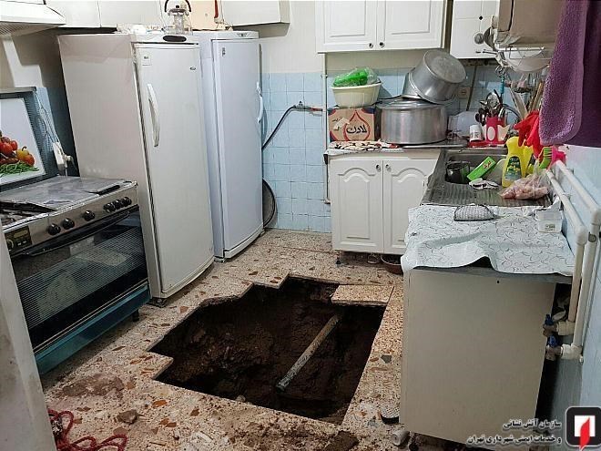 (تصاویر) کف آشپزخانه زن میانسال را بلعید