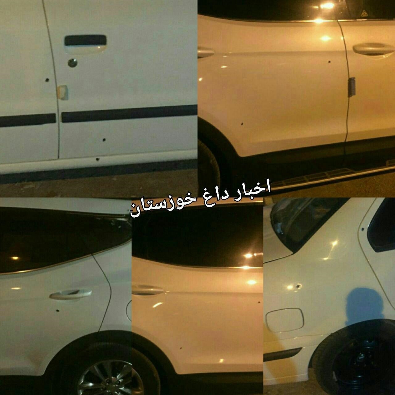 تصویری از خودروی آقای نماینده که به رگبار بسته شد
