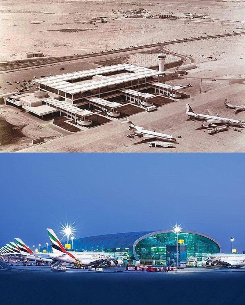(عکس) فرودگاه دبی، الان و ۵۹ سال پیش!