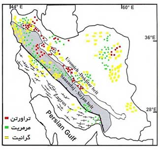 نقشه جغرافیایی معادن سنگ ساختمانی ایران