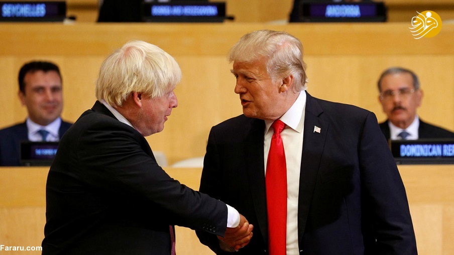 دیدار بوریس جانسون و دونالد ترامپ Boris Johnson shaking hands with Donald Trump بوریس جانسون و دونالد ترامپ