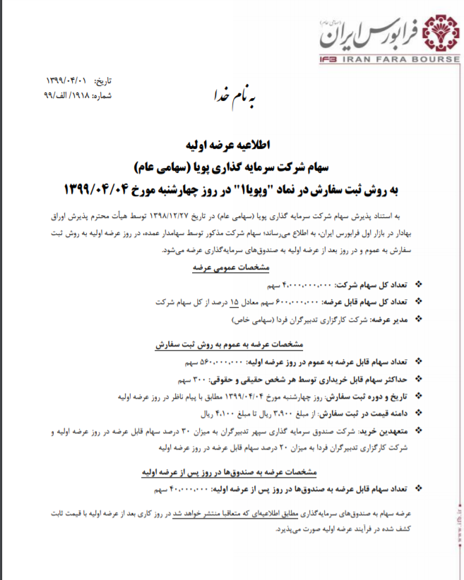 جزئیات عرضه اولیه نماد جزئیات عرضه اولیه نماد
