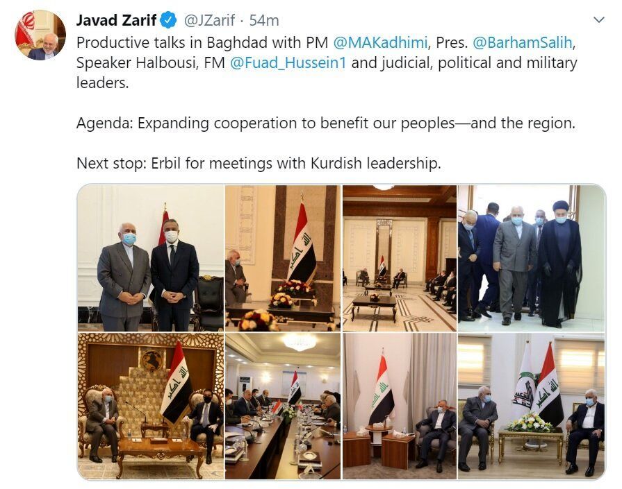(عکس) گزارش توئیتری ظریف از دیدارهایش در عراق (عکس) گزارش توئیتری ظریف از دیدارهایش در عراق
