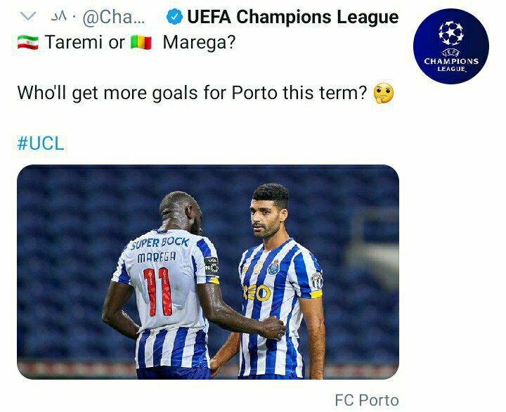 (عکس) پای مهدی طارمی به توئیتر لیگ قهرمانان اروپا باز شد