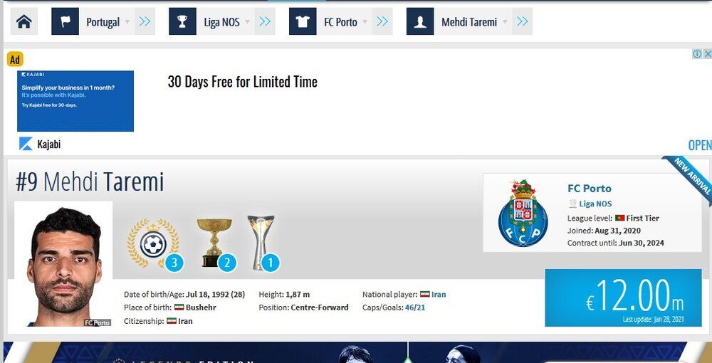 مهدی طارمی چقدر ارزش دارد؟