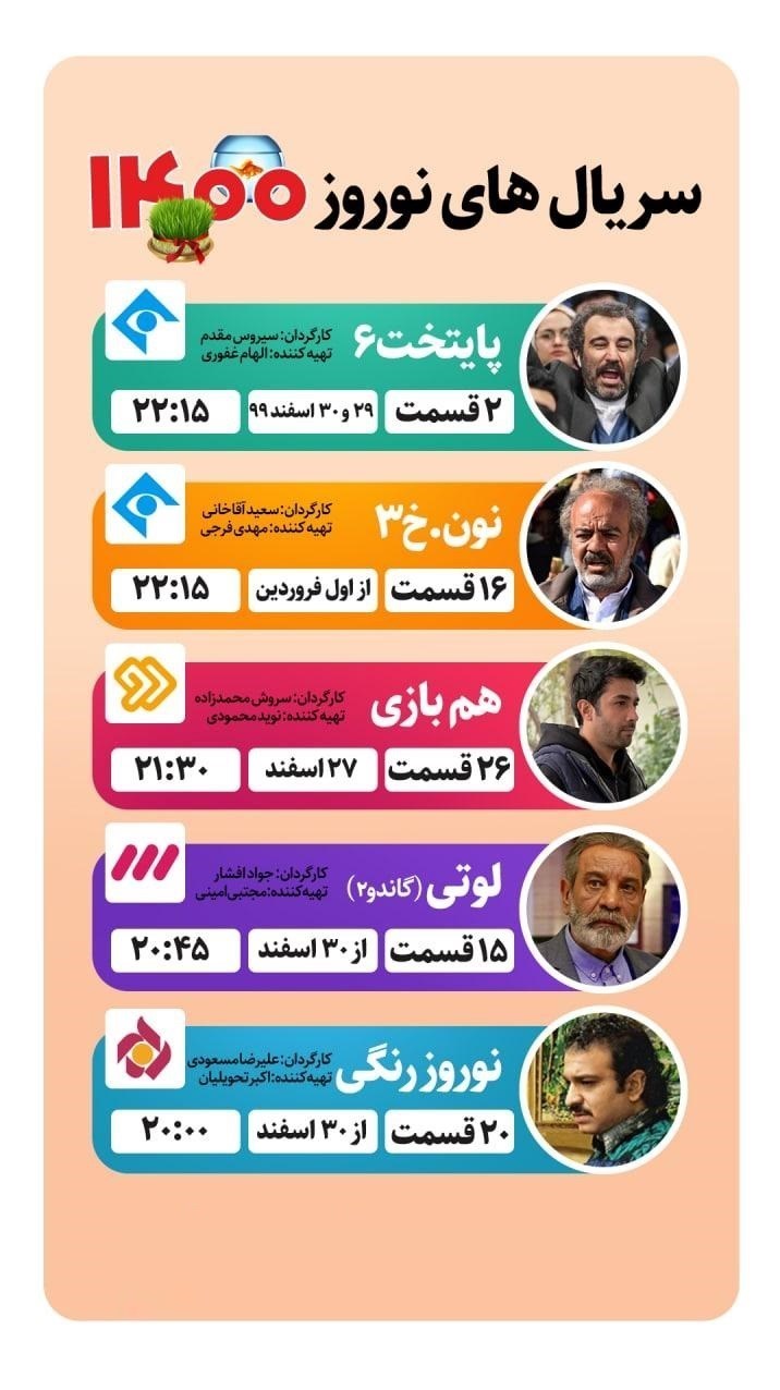جدول سریال های نوروزی 