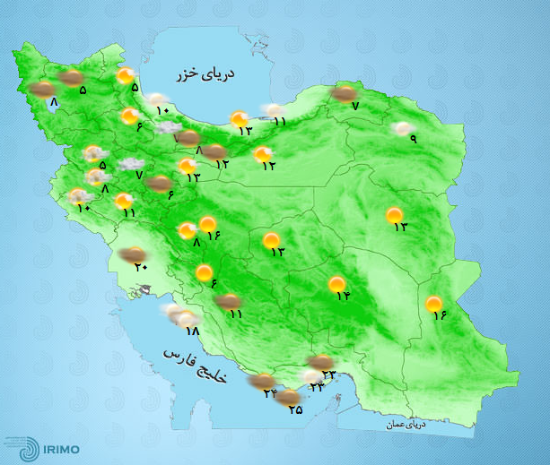 پیش‌بینی وضعیت آب و هوای تهران فردا پنجشنبه ۵ اسفند ۱۴۰۰////