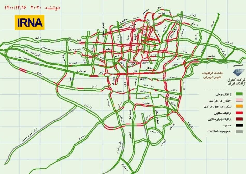 ترافیک فوق سنگین در تهران