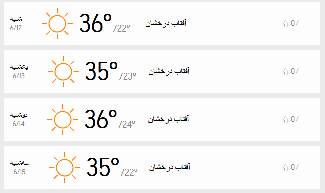 دمای هوای تهران 