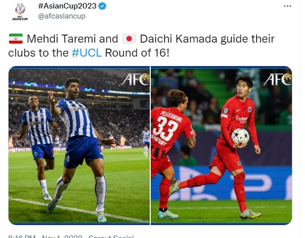 (عکس) تمجید AFC از مهدی طارمی