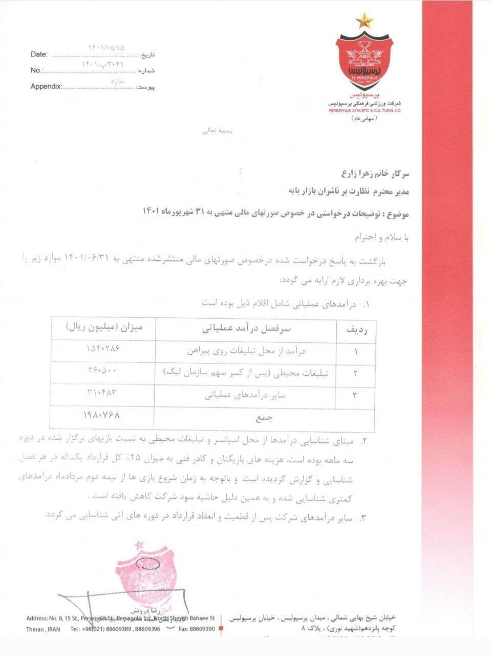 (عکس) درآمد میلیاردی پرسپولیس در این فصل