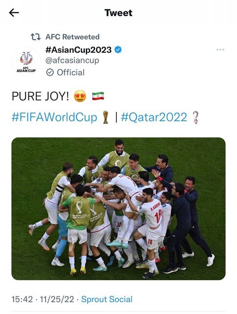واکنش AFC به پیروزی ایران مقابل ولز