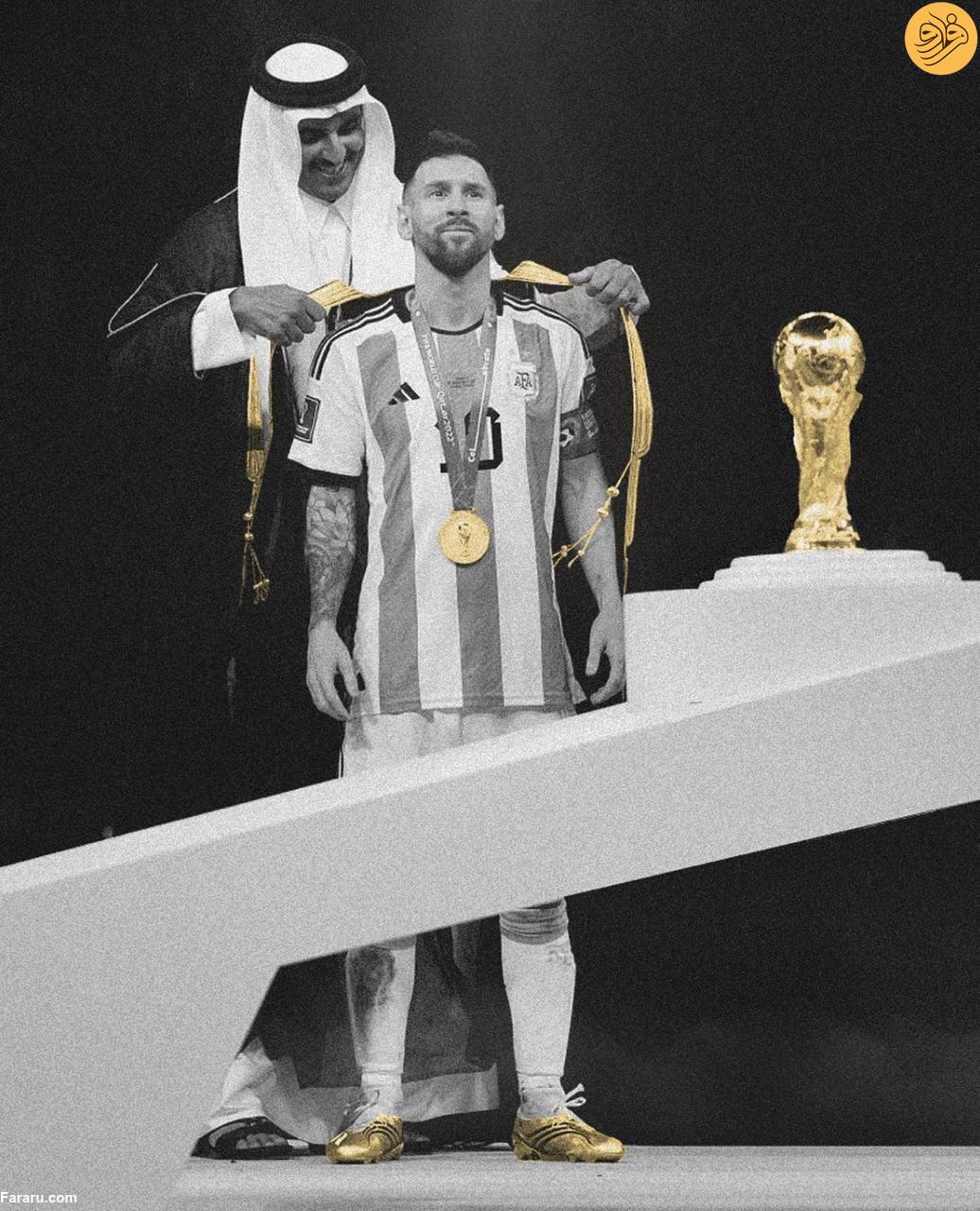 تصویری خاص از لیونل مسی با عبای عربی که قطری‌ها منتشر کردند