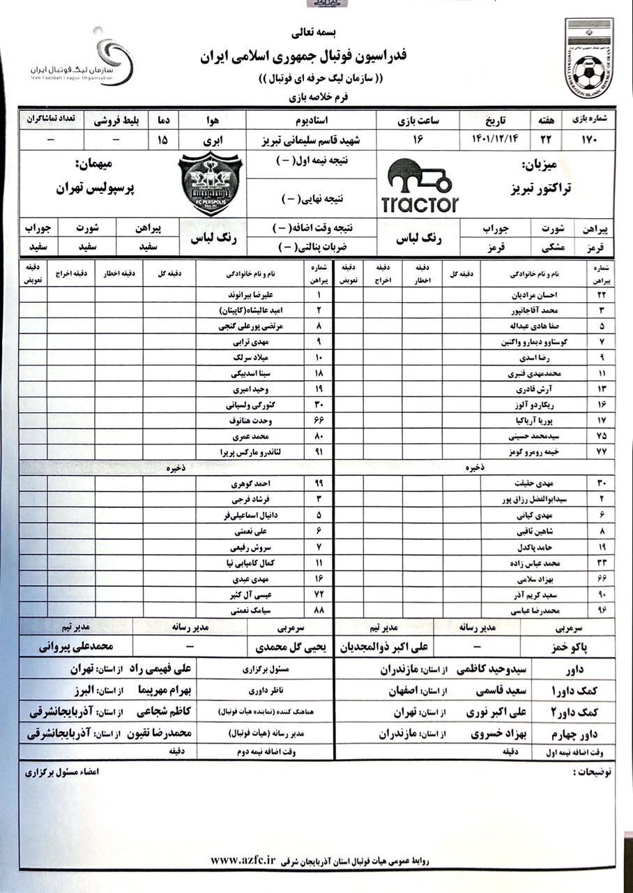 پرسپولیس در تبریز بی ستاره شد!