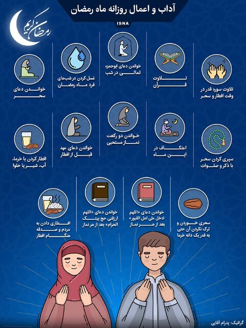 (اینفوگرافیک) آداب و اعمال روزانه ماه مبارک رمضان