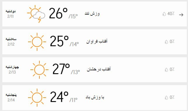 دمای هوای تهران