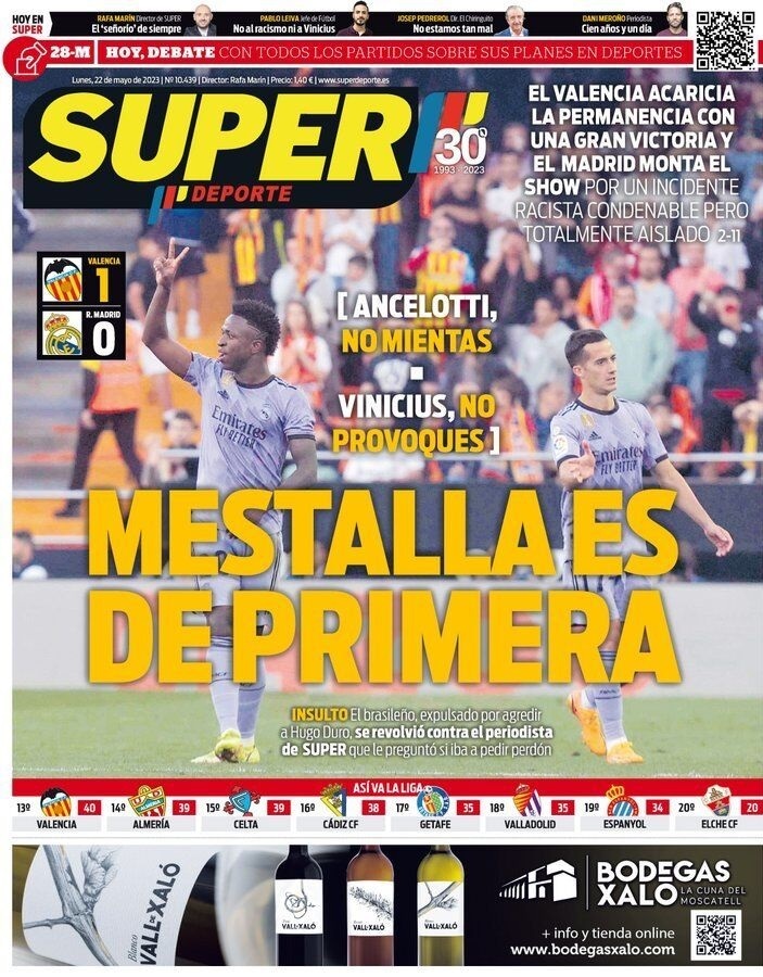 (عکس) گزارش عجیب روزنامه والنسیا علیه وینیسیوس