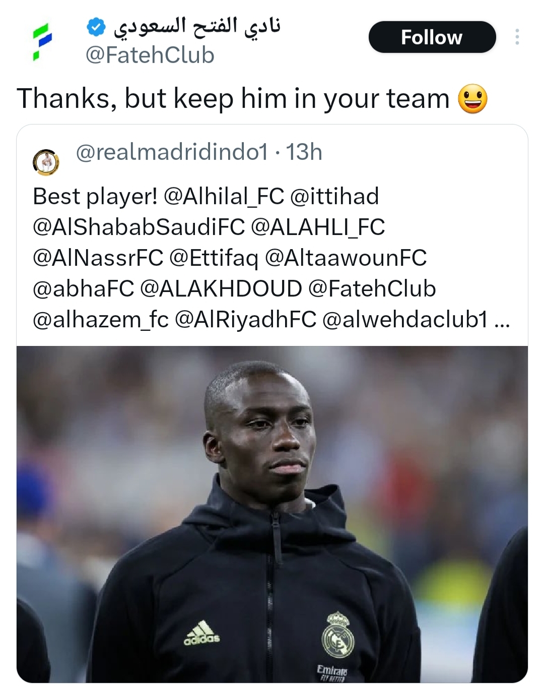 شوخی جالب الفتح عربستان با هواداران رئال مادرید