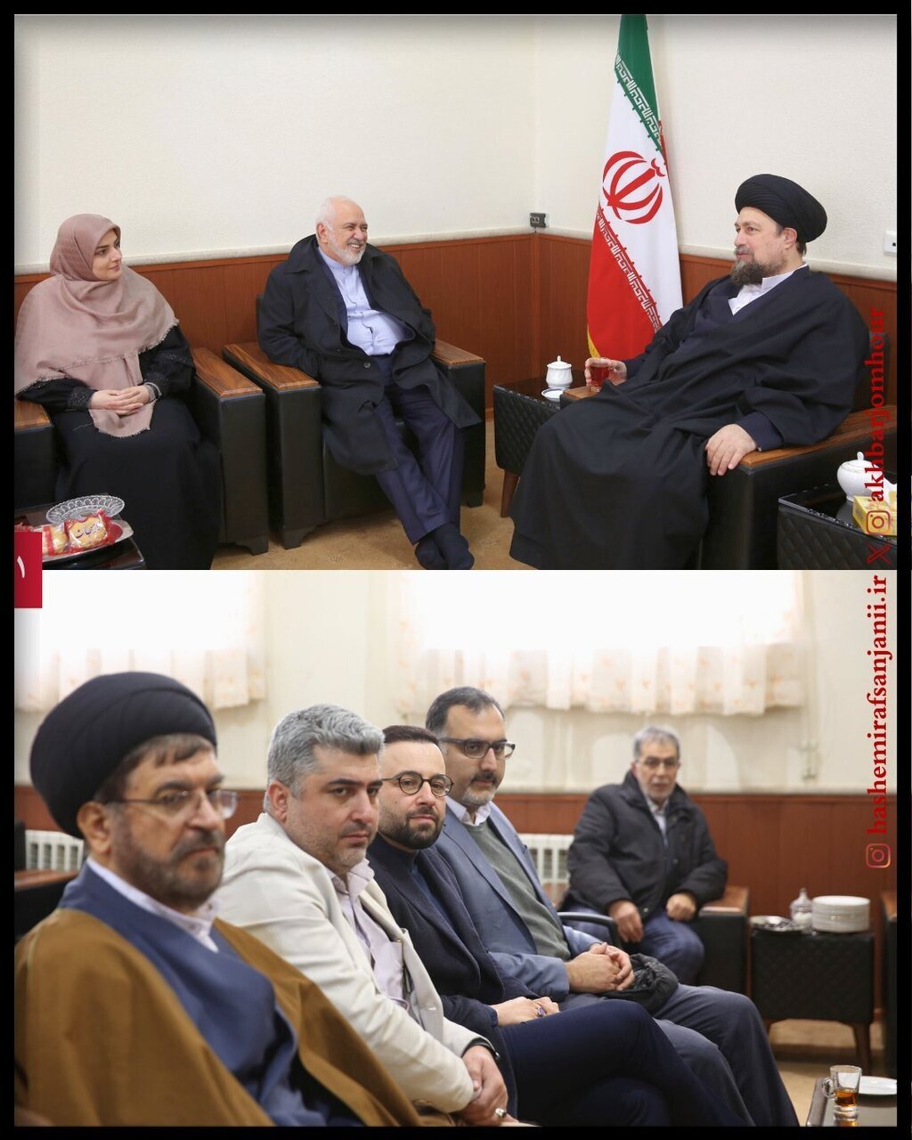 تصویری از میزبانی سیدحسن خمینی از جواد ظریف