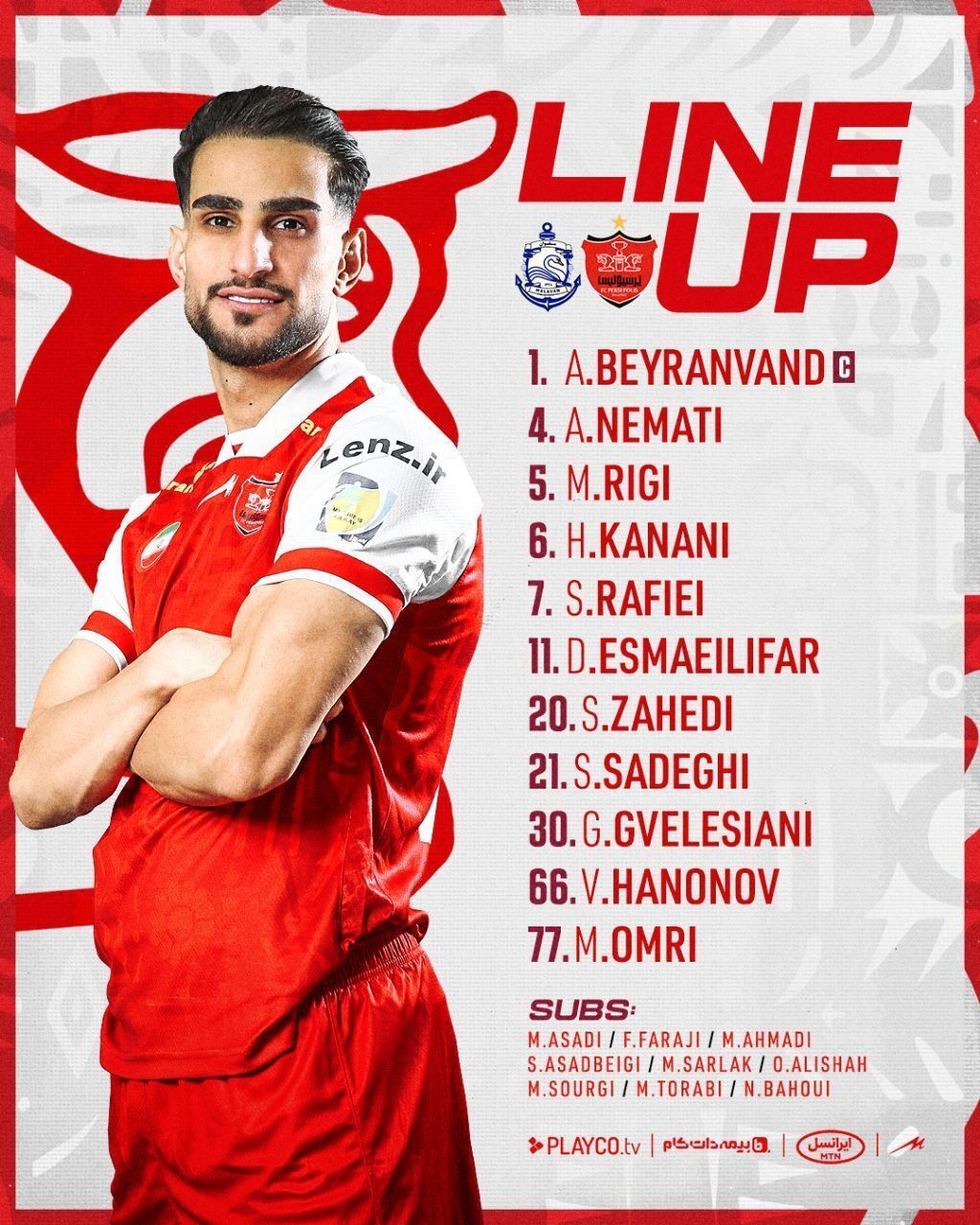 (عکس) ترکیب پرسپولیس برابر ملوان