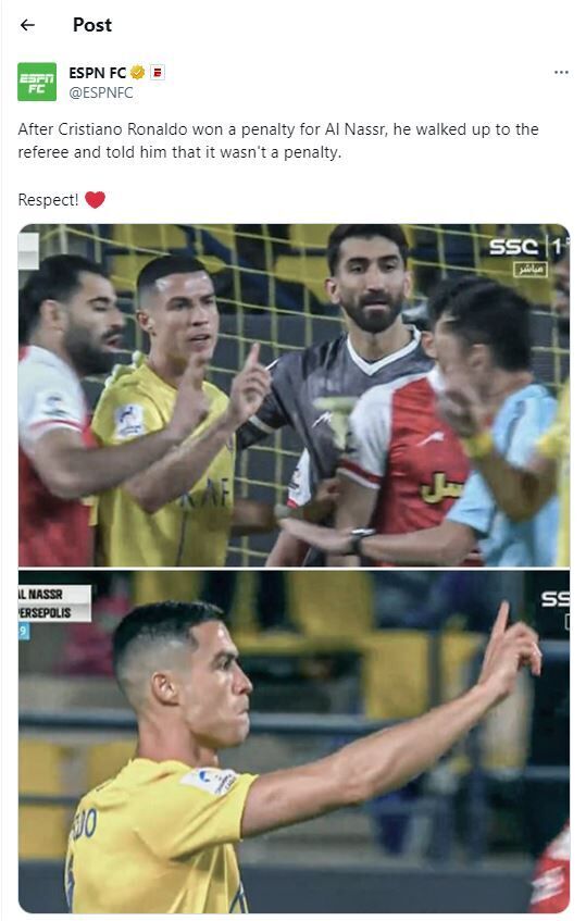 (عکس) بازتاب جهانی حرکت رونالدو مقابل پرسپولیس