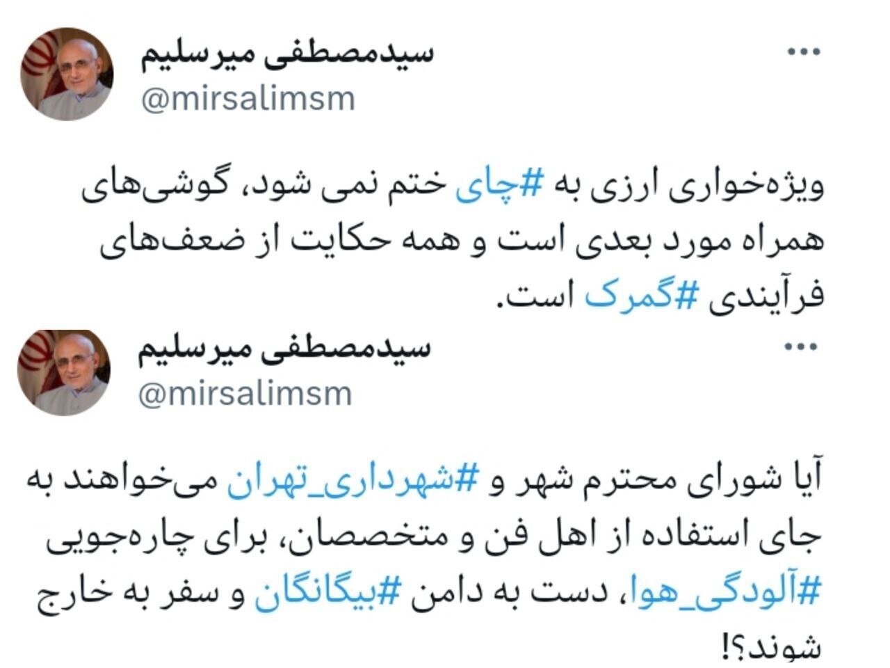 میرسلیم: ویژه خواری ارزی به چای ختم نمی‌شود /تلفن همراه مورد بعدی است