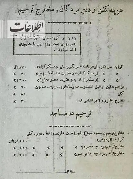 ۷۰ سال پیش هزینه کفن و دفن در تهران چقدر بود؟