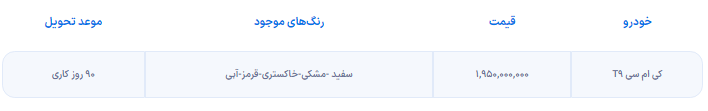 نخستین شرایط فروش کی ام سی T۹ اعلام شد