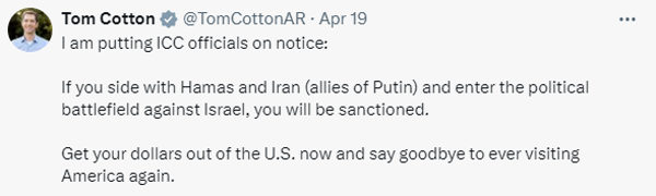 سناتور آمریکایی، دادگاه لاهه را به نفع اسرائیل تهدید کرد