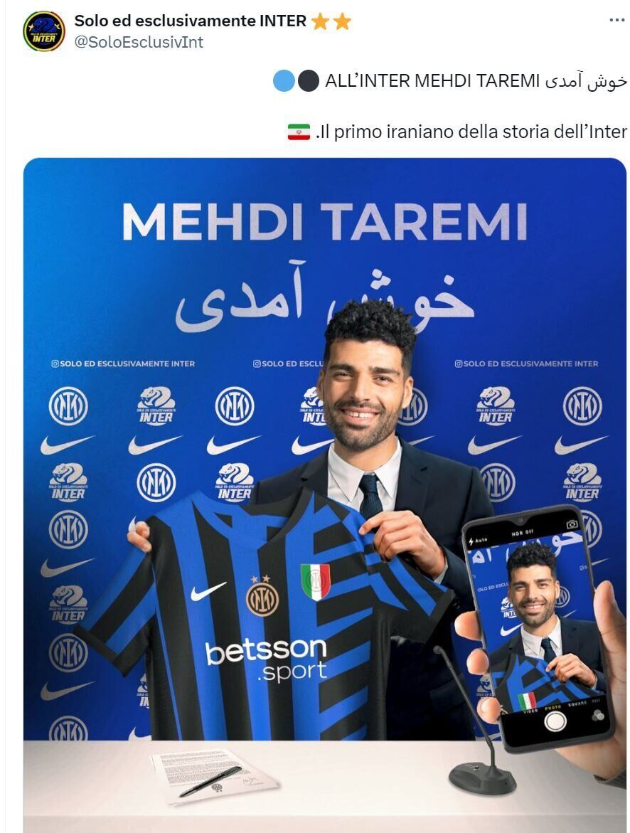 (عکس) استقبال ویژه ایتالیایی‌ها از مهدی طارمی