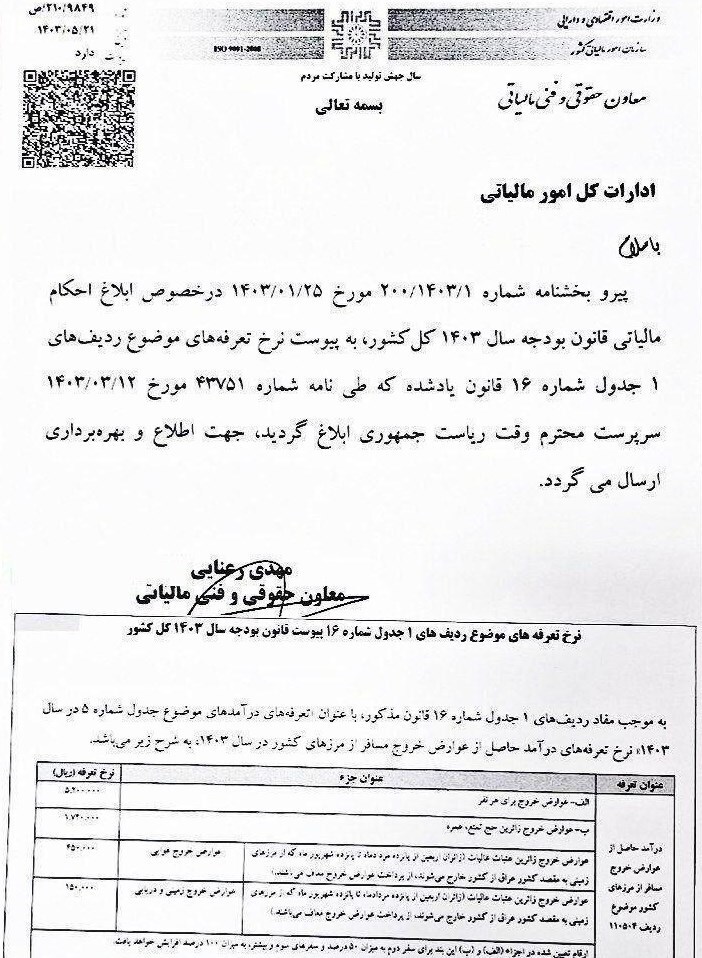 ابلاغ نرخ‌های جدید عوارض خروج از کشور