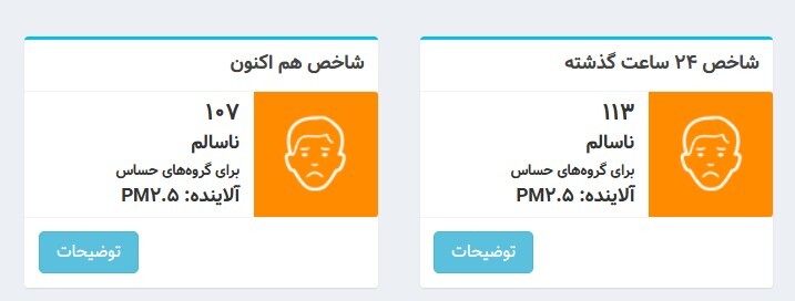 شاخص آلودگی هوای تهران؛ ۱۲ دی